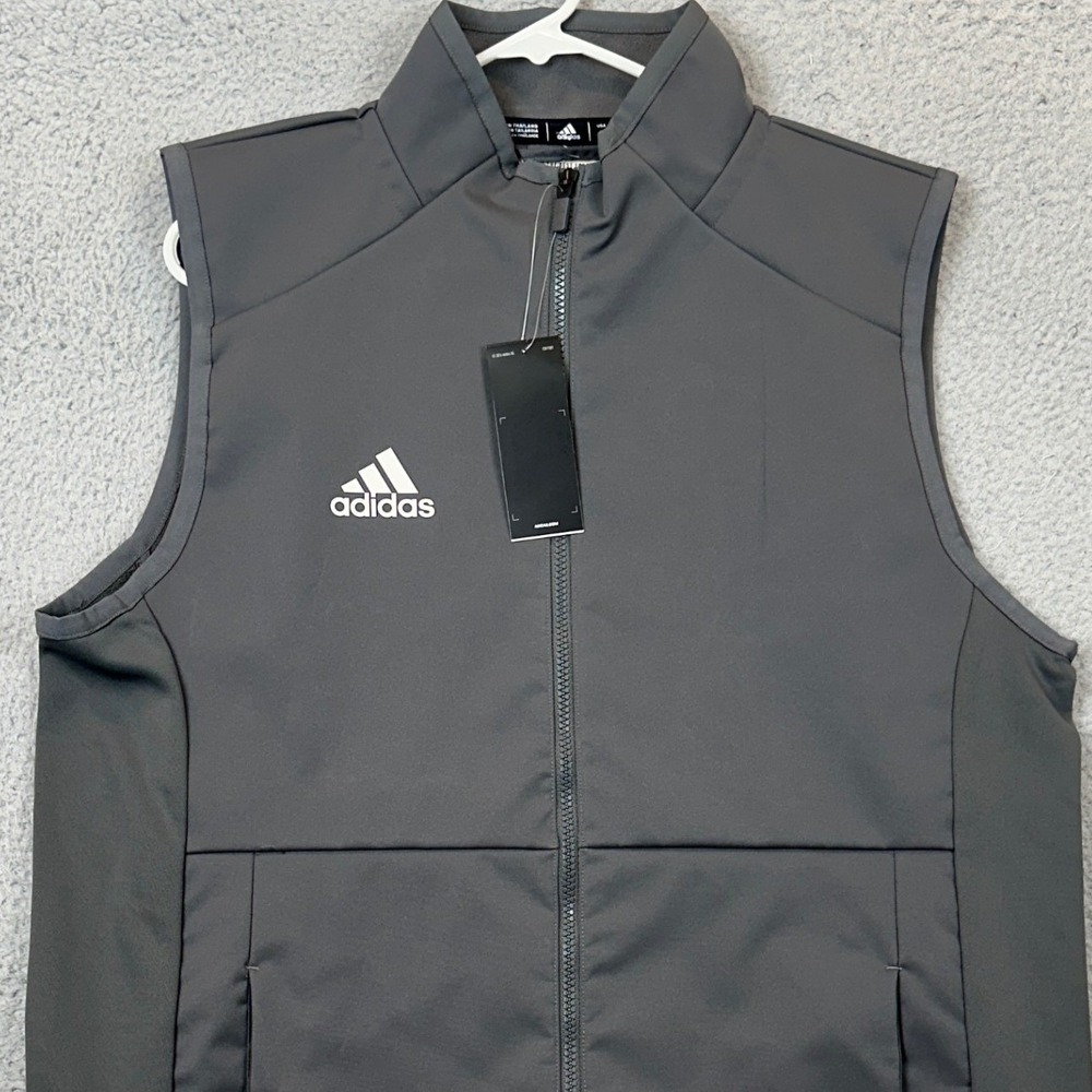 NEW Adidas Vest Men Small Grey Full Zip Fleece Lined Performance Golf Softshell